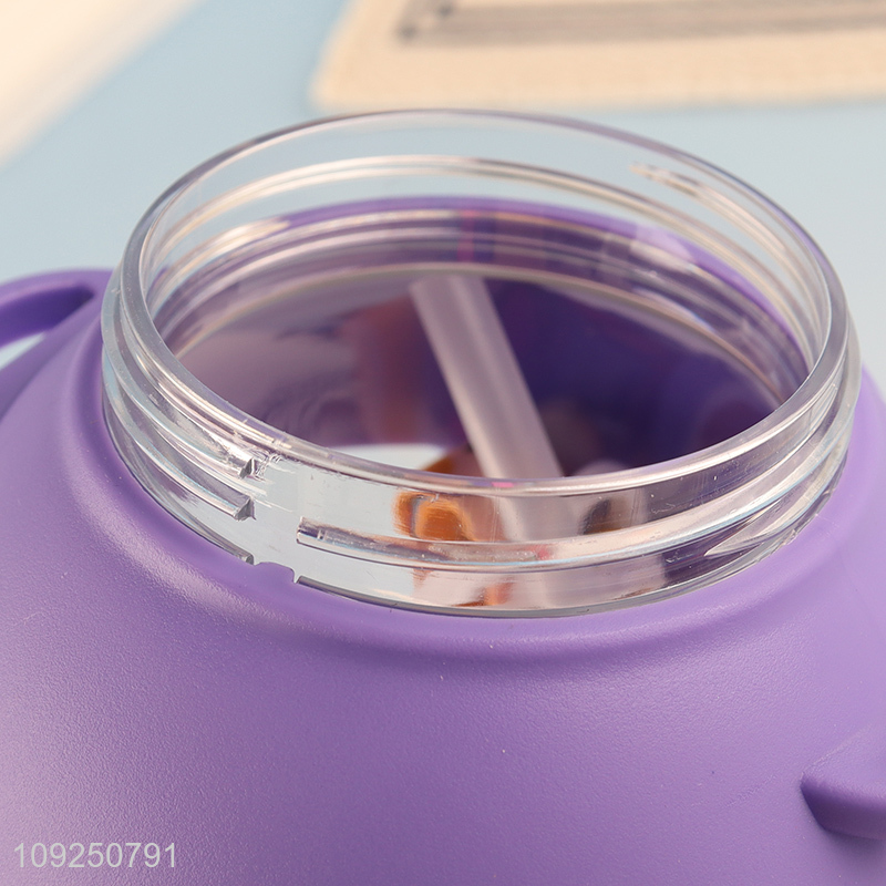 Good Quality Plastic Cartoon Water Bottle with Straw & Shoulder Strap for Kids