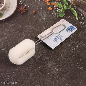 Top quality home kitchen sponge cup brush bottle brush with metal handle
