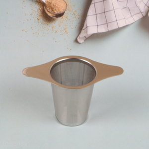 China factory home kitchen stainless steel double handle mesh tea infuser