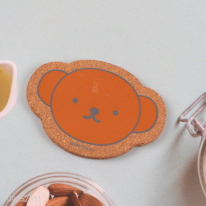 Latest products cartoon bear shape cork waterproof cup mat cup coaster