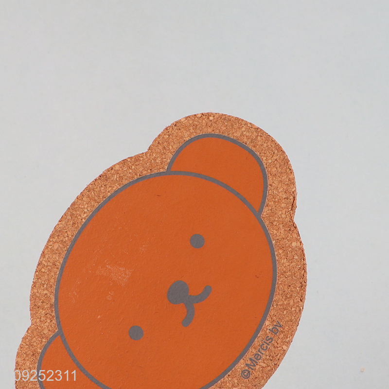 Latest products cartoon bear shape cork waterproof cup mat cup coaster
