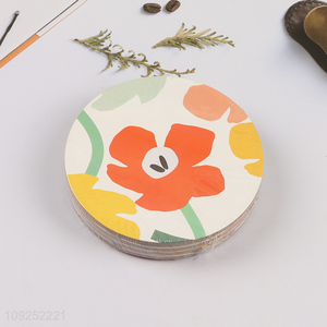 Top products flower printed round cork cup mat cup coaster for desktop