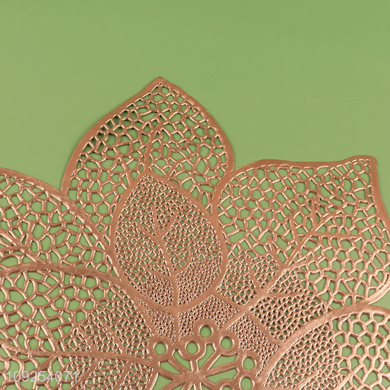 Yiwu market creative tabletop deceor hollow pvc place mat dinner mat