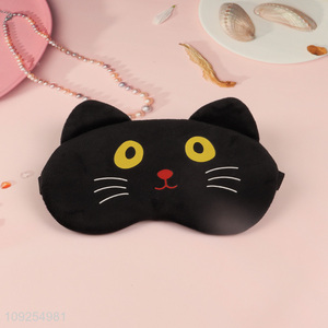 Good selling black cat polyester sleeping eye mask eye cover wholesale