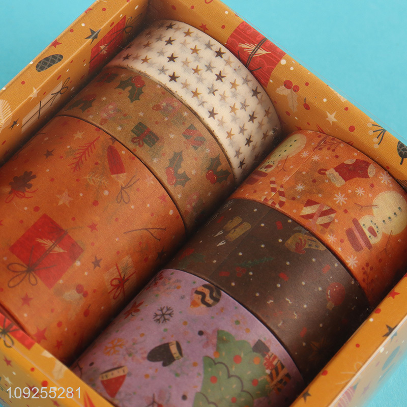 New Arrival 6 Rolls Christmas Washi Tapes Decorative Masking Tapes Set for DIY Journaling