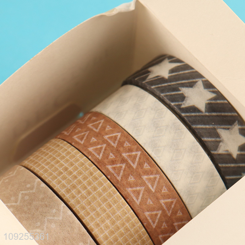 Online Wholesale 5 Rolls Washi Tape Set Decorative Masking Tapes Set for DIY Journaling