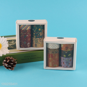 High Quality 6 Rolls Christmas Washi Tapes Gold Foil Xmas Washi Tapes Decorative Washi Tapes