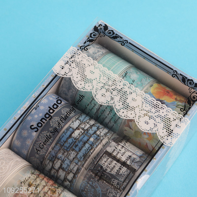 Factory Price 10 Rolls Aesthetic Washi Tapes Decorative Masking Tapes for DIY Scrapbooking