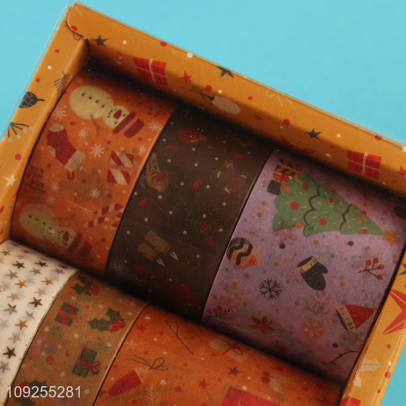New Arrival 6 Rolls Christmas Washi Tapes Decorative Masking Tapes Set for DIY Journaling
