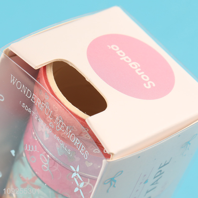 Hot Selling 6 Rolls Washi Tape Set Decorative Foil Masking Tapes Set for Gift Wrapping