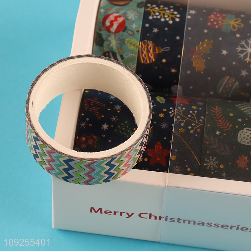 High Quality 6 Rolls Christmas Washi Tapes Gold Foil Xmas Washi Tapes Decorative Washi Tapes
