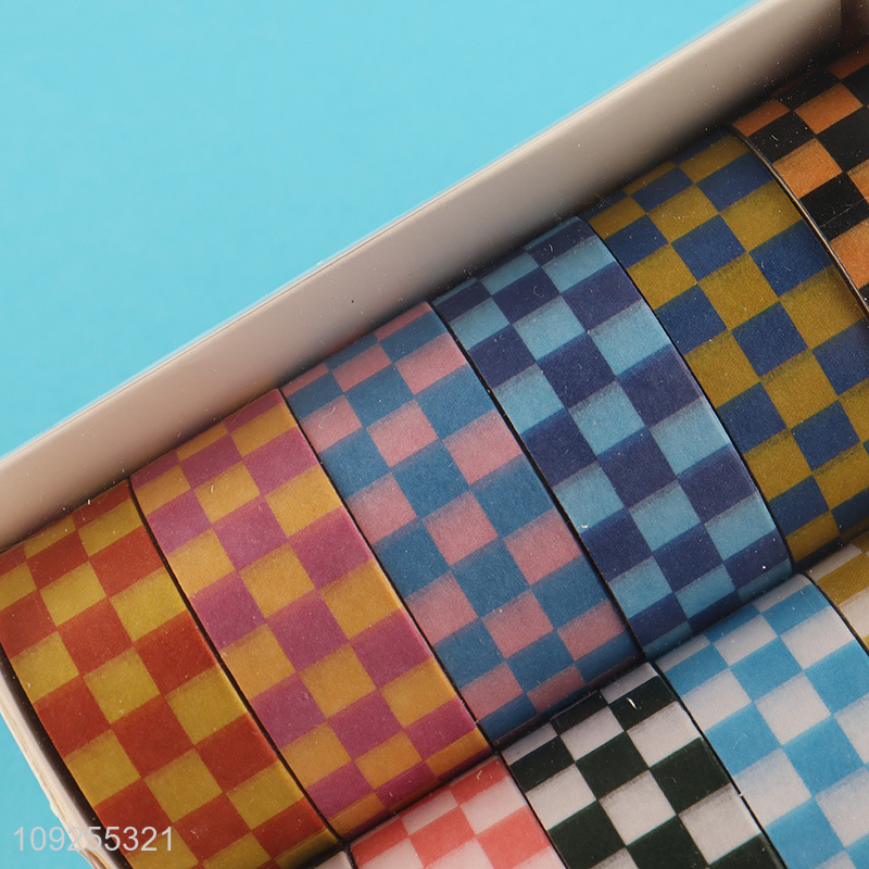 New Product 12 Rolls Plaid Washi Tape Set Decorative Washi Tapes Set for Scrapbook Journals