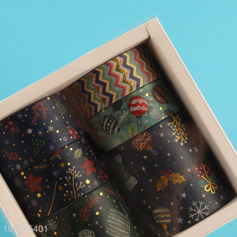 High Quality 6 Rolls Christmas Washi Tapes Gold Foil Xmas Washi Tapes Decorative Washi Tapes