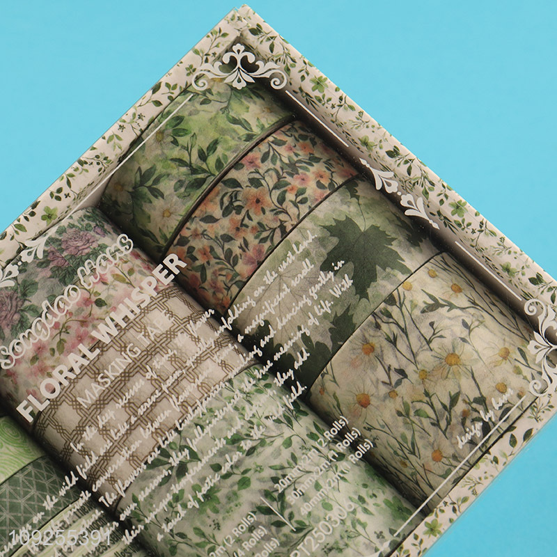Hot Selling 5 Rolls Floral Washi Tape Set Flower Printed Masking Tapes for DIY Crafts