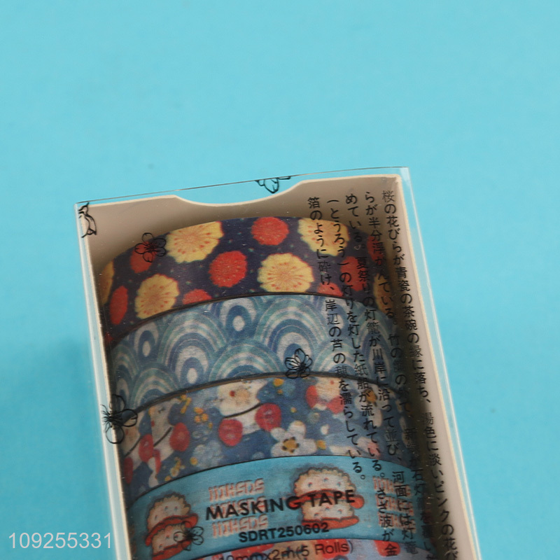 Factory Price 5 Rolls Washi Tape Set Decorative Tapes for DIY Journaling & Scrapbooking