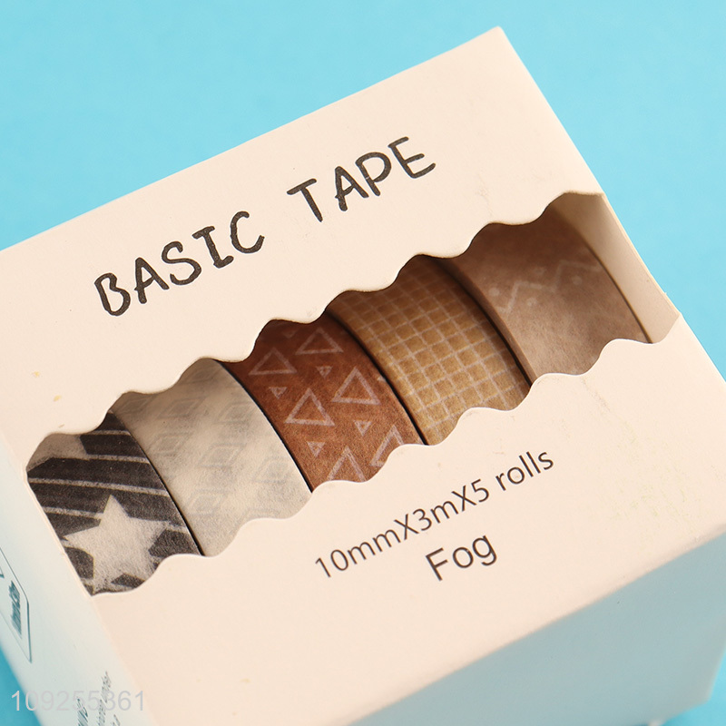 Online Wholesale 5 Rolls Washi Tape Set Decorative Masking Tapes Set for DIY Journaling