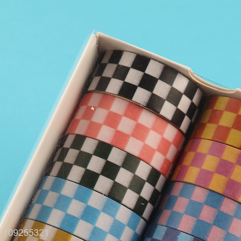 New Product 12 Rolls Plaid Washi Tape Set Decorative Washi Tapes Set for Scrapbook Journals
