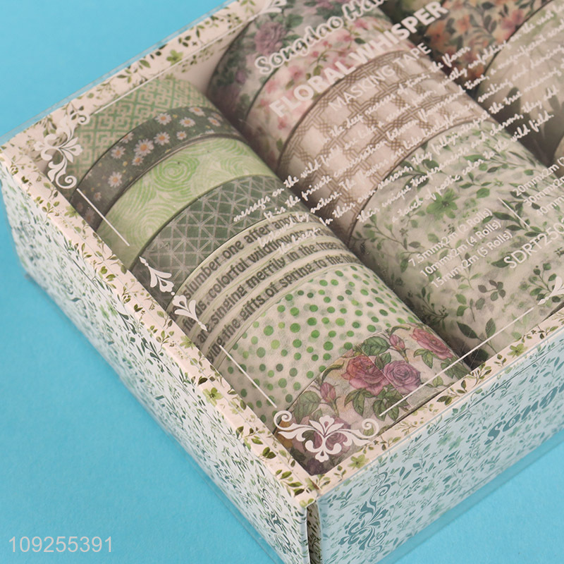 Hot Selling 5 Rolls Floral Washi Tape Set Flower Printed Masking Tapes for DIY Crafts