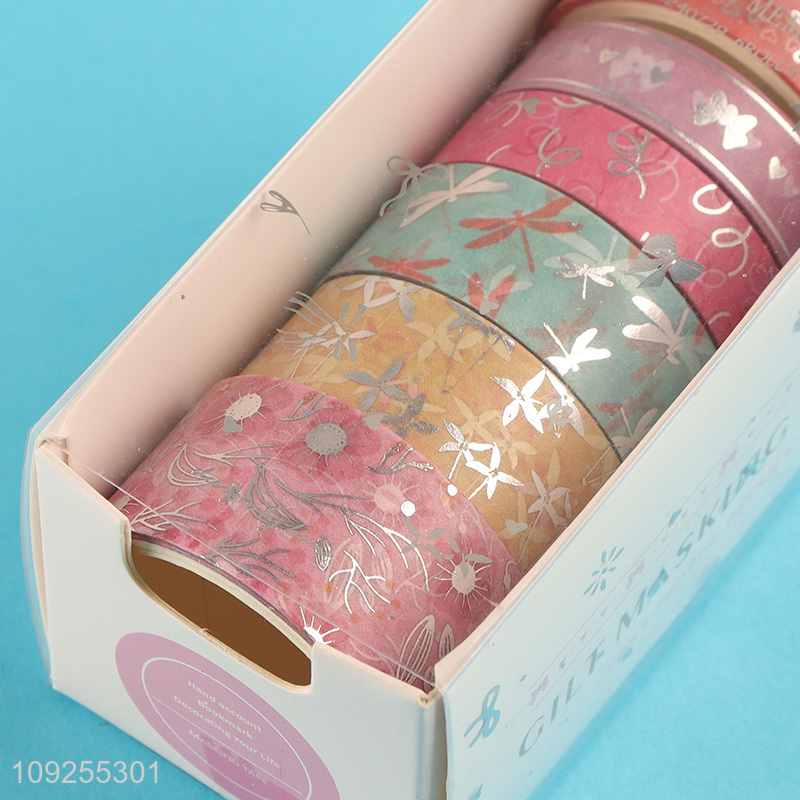 Hot Selling 6 Rolls Washi Tape Set Decorative Foil Masking Tapes Set for Gift Wrapping