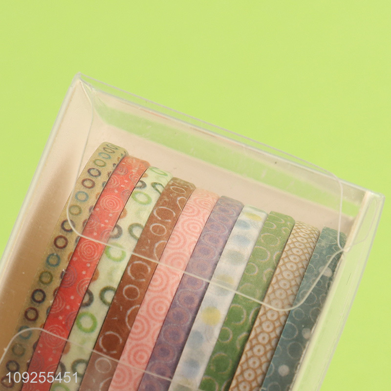 Online Wholesale 10 Rolls Thin Washi Tape Set Adhesive Masking Tapes Set for DIY Arts Crafts