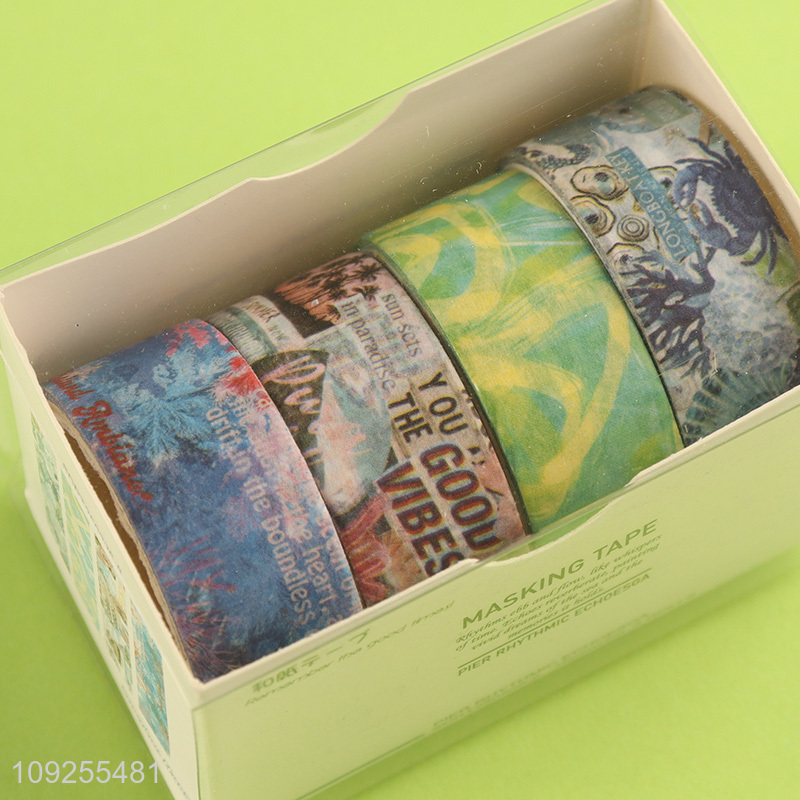 Hot Selling 4 Rolls Washi Tape Set Decorative Washi Tapes Set for Scrapbook Journals