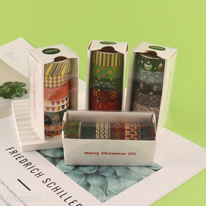Factory Supply 6 Rolls Christmas Washi Tape Set Holiday Foil Tapes Set for DIY Arts & Crafts