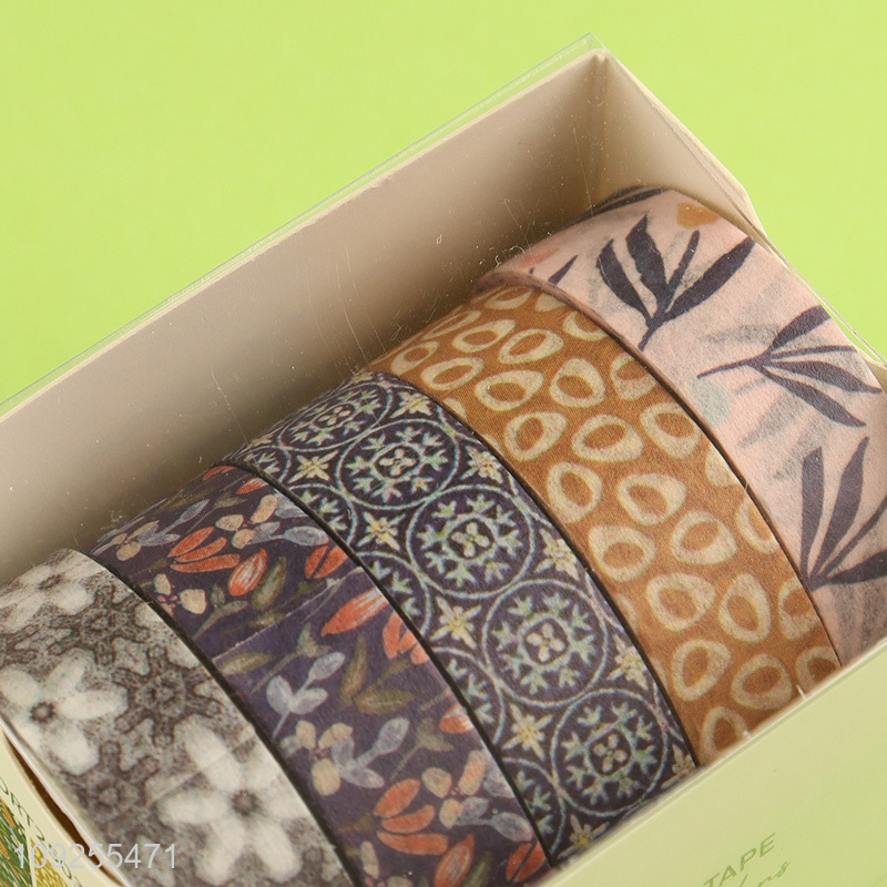 Good Quality 5 Rolls Washi Tape Set for DIY Arts & Crafts, Journaling & Scrapbooking