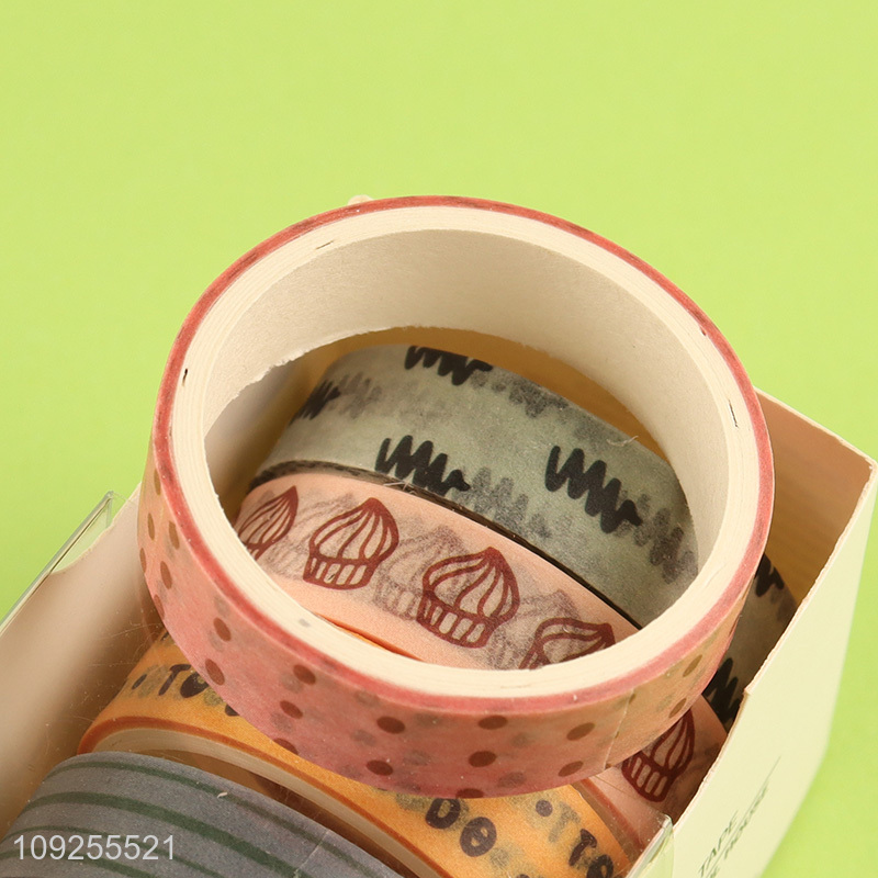 China Imports 5 Rolls Washi Tape Set Decorative Masking Tapes Set for DIY Journaling