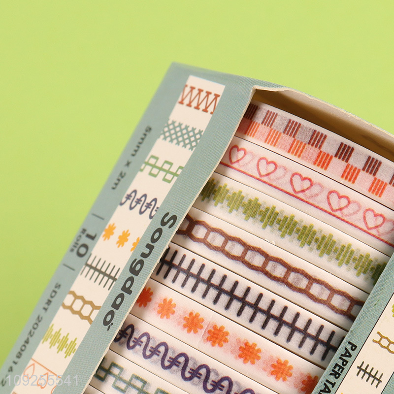 Online Wholesale 10 Rolls Washi Tape Set Thin Geometric Decorative Tapes Set for Scrapbooks