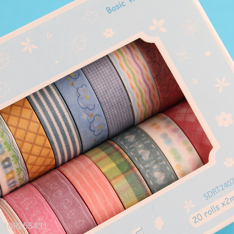 China Imports 20 Rolls Washi Tape Set Decorative Masking Tapes Set for DIY Scrapbooking
