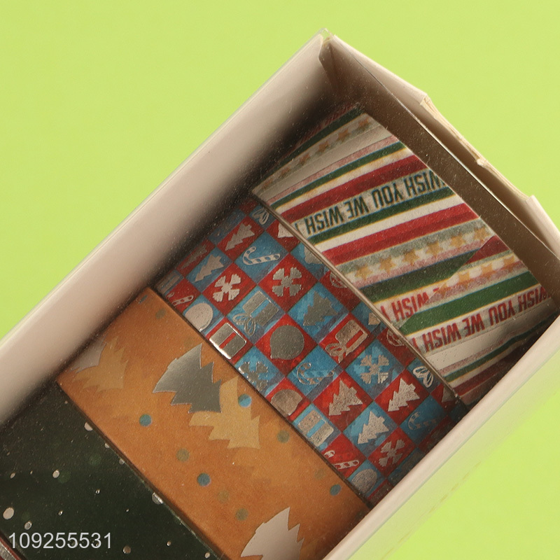 Factory Supply 6 Rolls Christmas Washi Tape Set Holiday Foil Tapes Set for DIY Arts & Crafts