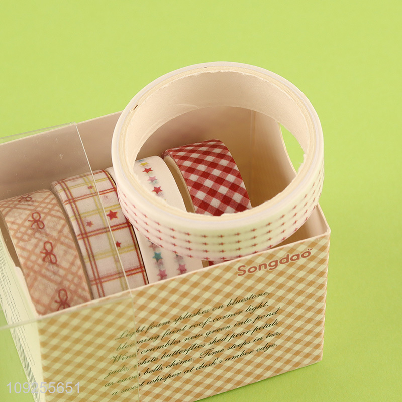 Good Quality 5 Rolls Washi Tape Set Decorative Tapes for DIY Journaling & Scrapbooking