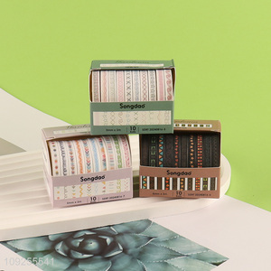 Online Wholesale 10 Rolls Washi Tape Set Thin Geometric Decorative Tapes Set for Scrapbooks