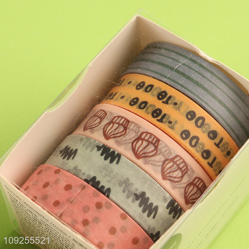 China Imports 5 Rolls Washi Tape Set Decorative Masking Tapes Set for DIY Journaling