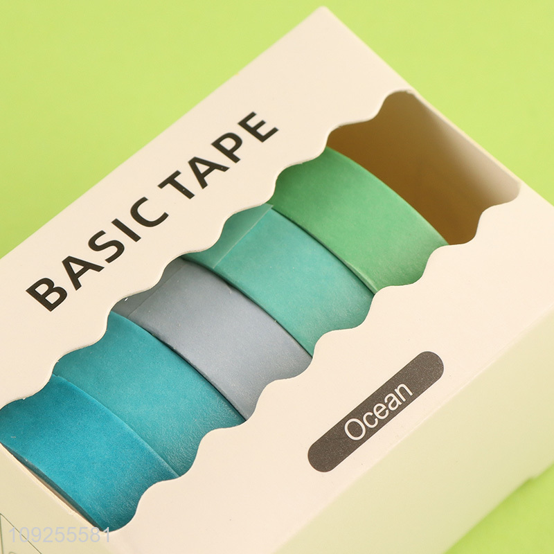 High Quality 6 Rolls Solid Color Washi Tape Set Decorative Washi Tapes for DIY Journaling