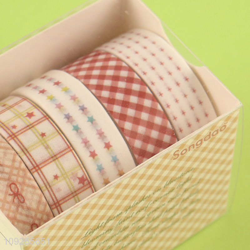 Good Quality 5 Rolls Washi Tape Set Decorative Tapes for DIY Journaling & Scrapbooking