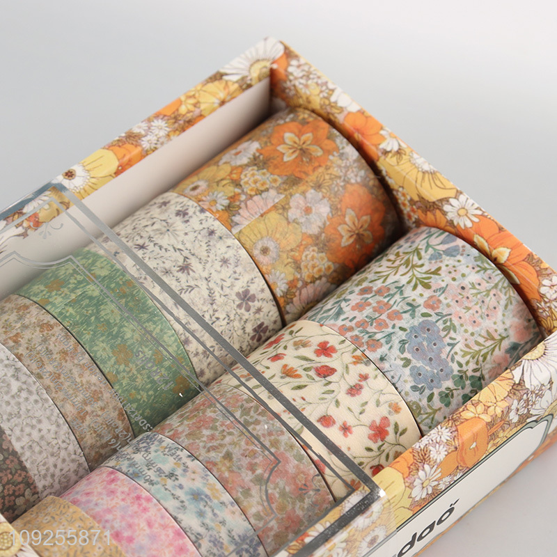 Good Quality 12 Rolls Floral Washi Tape Set Decorative Masking Tapes for DIY Scrapbooking