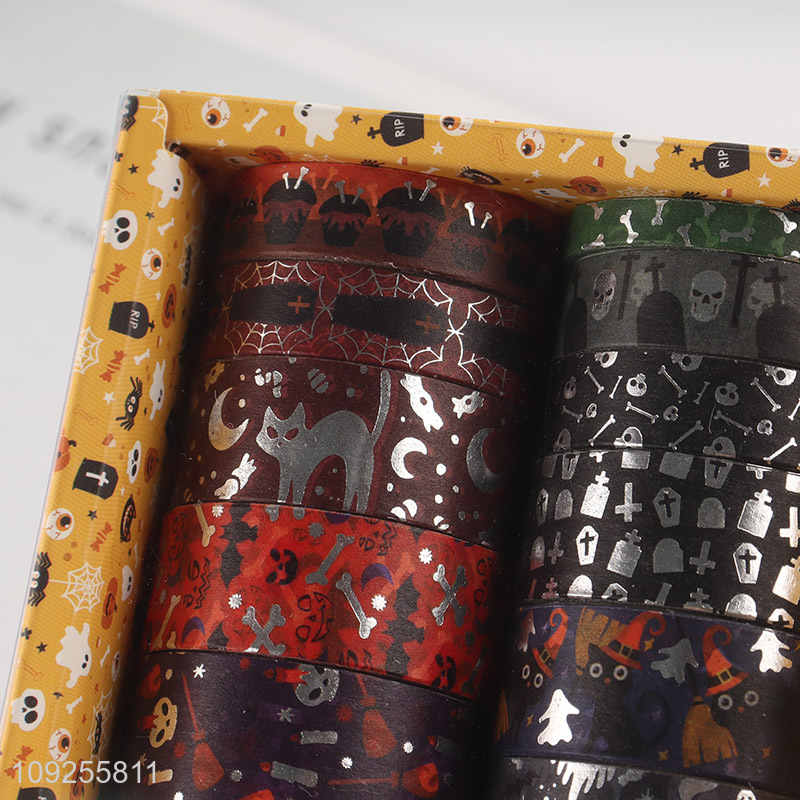 New Product 14 Rolls Halloween Washi Tape Set Foil Decorative Holiday Tapes for DIY Crafts