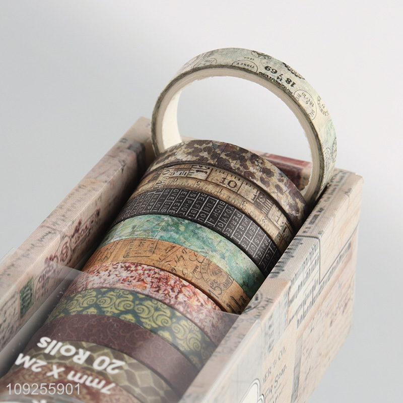 New Product 20 Rolls Washi Tape Set Decorative Adhesive Tapes Set for Gift Wrapping