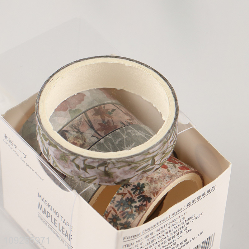 Hot Selling 5 Rolls Forest Washi Tape Set Masking Washi Tapes Set for DIY Arts Crafts