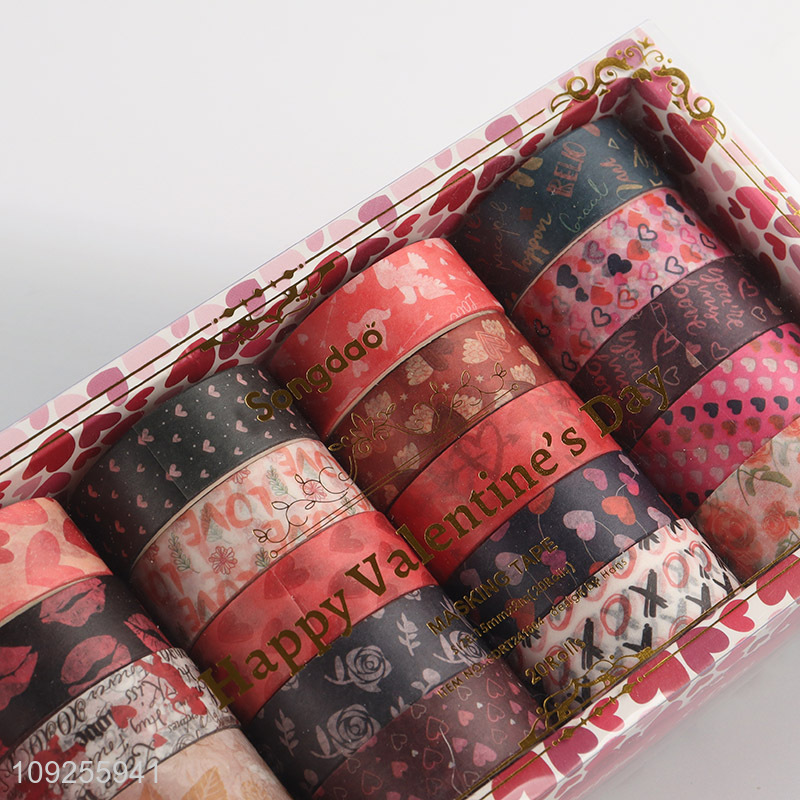 Hot Selling 20 Rolls Valentine's Day Washi Tape Set Decorative Washi Tapes for Gift Wrapping
