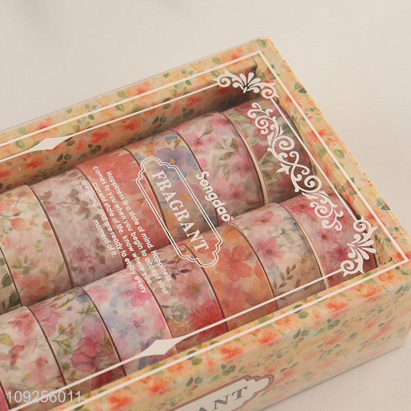 China Imports 18 Rolls Floral Washi Tape Set Decorative Flowers Tapes for DIY Journaling