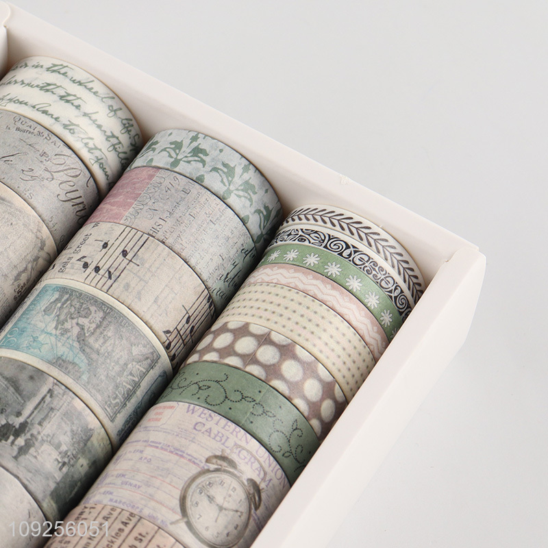 Good Quality 20 Rolls Vintage Washi Tape Set Retro Masking Tapes Set for DIY Journaling
