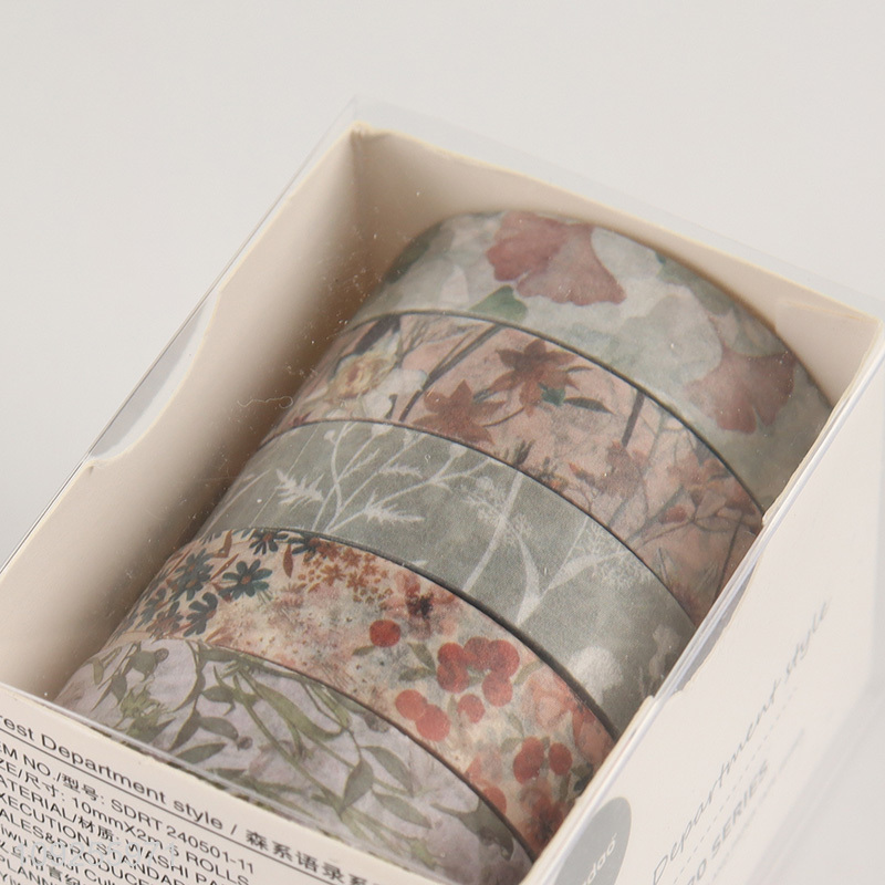 Hot Selling 5 Rolls Forest Washi Tape Set Masking Washi Tapes Set for DIY Arts Crafts