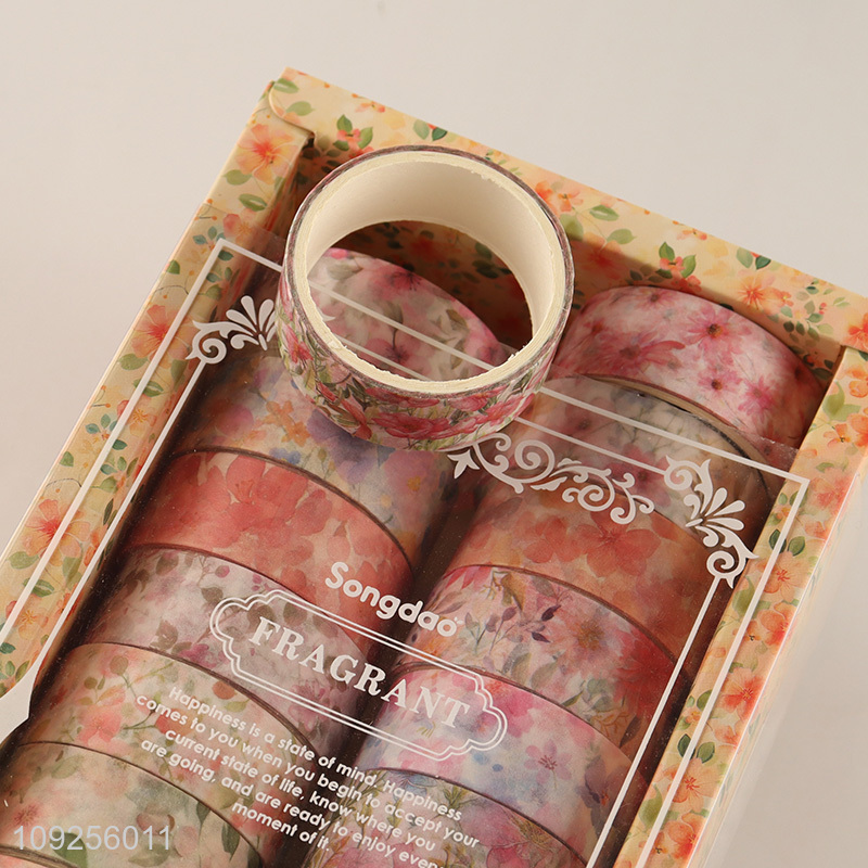China Imports 18 Rolls Floral Washi Tape Set Decorative Flowers Tapes for DIY Journaling