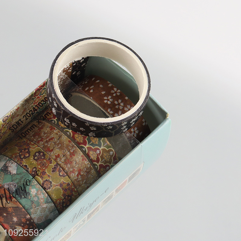 China Imports 10 Rolls Ukiyoe Washi Tape Set Decorative Washi Tapes for Scrapbook Journals