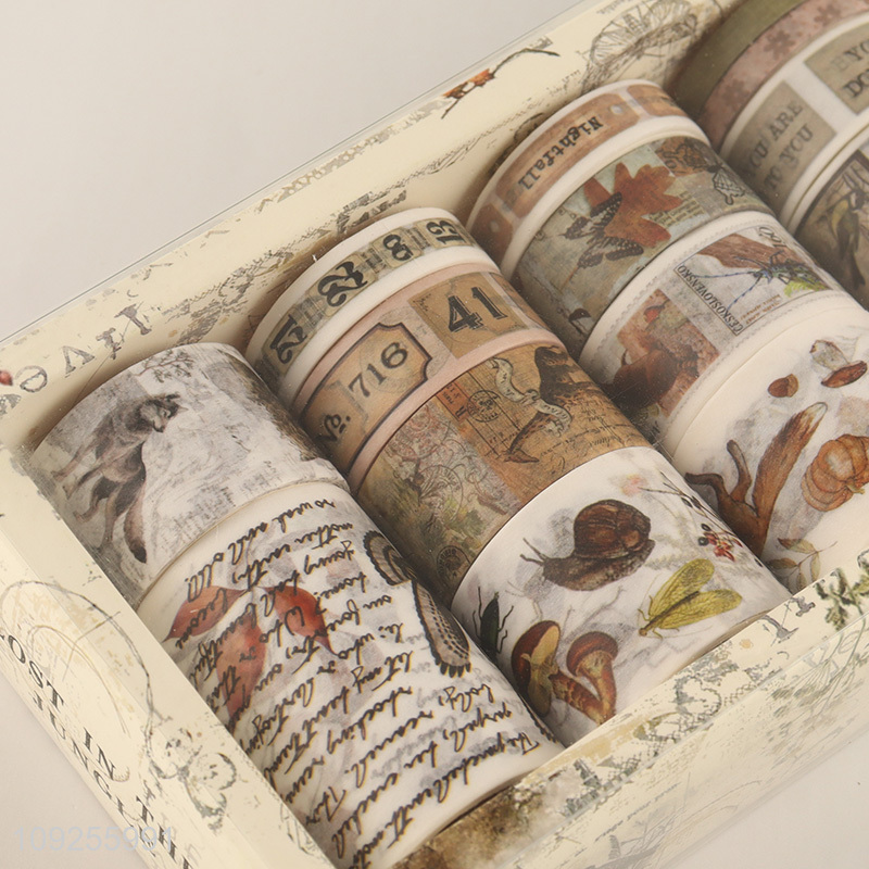 New Product 18 Rolls Vintage Washi Tape Set for DIY Crafts, Journaling & Scrapbooking
