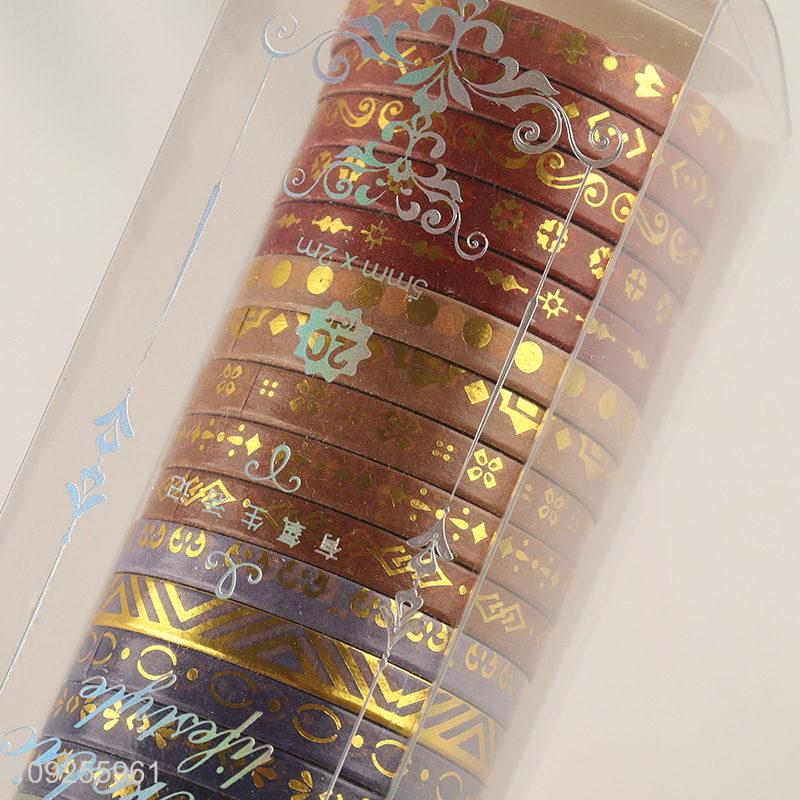 Good Quality 20 Rolls Washi Tape Set Gold Foil Masking Tapes Set for DIY Journaling