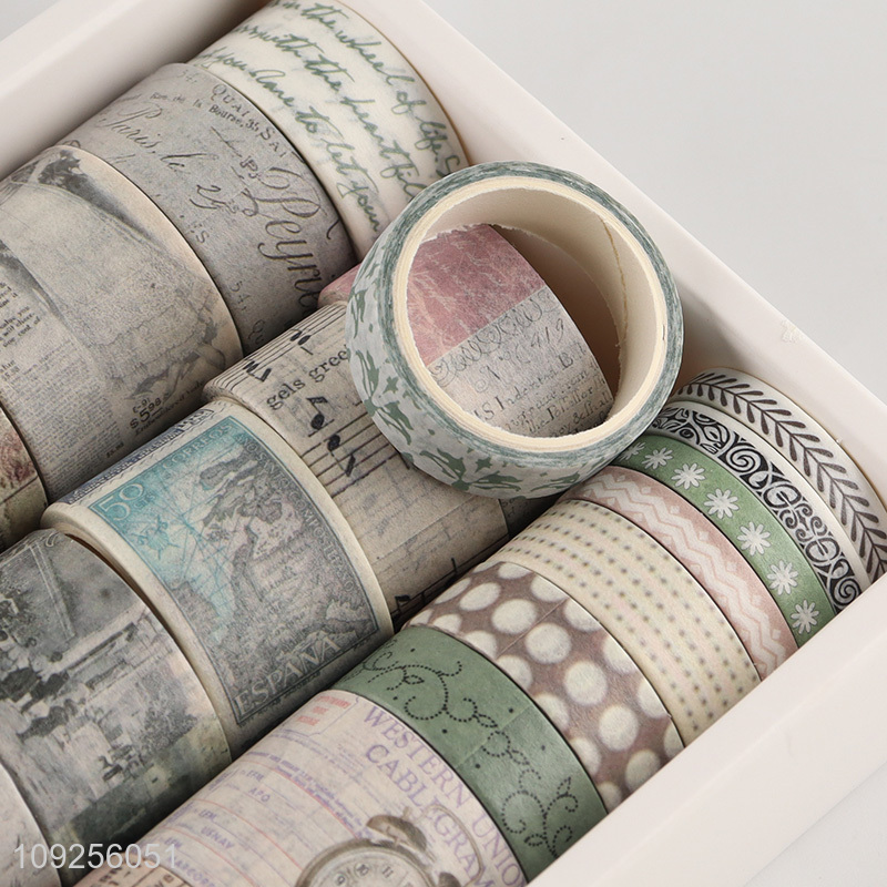 Good Quality 20 Rolls Vintage Washi Tape Set Retro Masking Tapes Set for DIY Journaling
