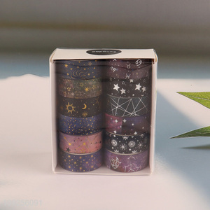 Hot Selling 12 Rolls Moon and Star Galaxy Washi Tape Set for DIY Journaling & Scrapbooking